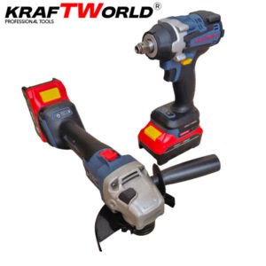 Impact Wrench and Angle Grinder  Cordless Set 125mm Kraftworld