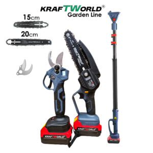 Alternative view of Cordless Garden Set 3in1 KraftWorld – Chainsaw Oiled Cutter, Scissors and Telescopic Pole