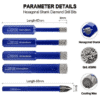 Diamond drill bit set for granite tiles