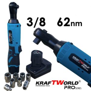 Impact ratchet Cordless 3/8″ 62Nm with 2 batteries 12V Impact ratchet Cordless 3/8″ 62Nm with 2 batteries 12V