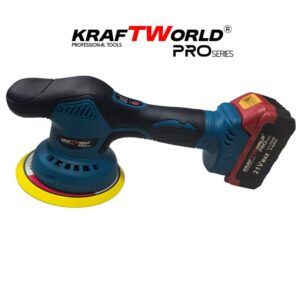 Alternative view of Polisher-Cordless eccentric Ø150 mm KraftWorld 21V with 2 batteries and accessories