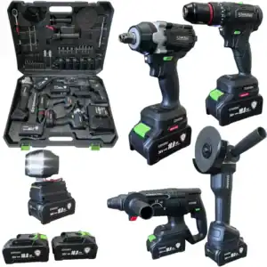 Alternative view of Cordless Set 5 in 1- Impact Wrench, Screwdriver ,Angle Grinder ,Drill, USB Lamp