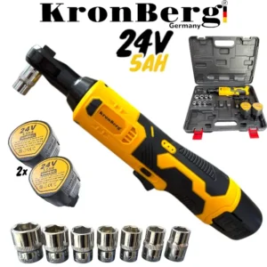 Alternative view of Cordless Brushless Ratchet 24V 5AH 90Nm KRONBERG 2 Batteries and Case with Bit Set