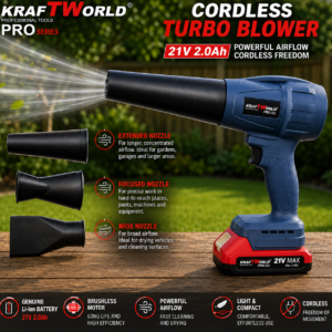 Blower PRO 21V Cordless Turbo with 3 Attachments