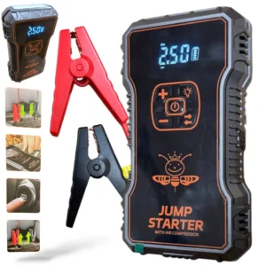 Car Jump Starter External Battery POWER BANK 12V JUMP STARTER Battery Starter Power Supply 4in1 with Compressor and Flashlight