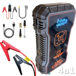 Alternative view of Car Jump Starter External Battery POWER BANK 12V JUMP STARTER Battery Starter Power Supply 4in1 with Compressor and Flashlight